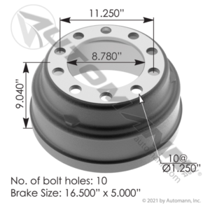 151.6501BA BRAKE DRUM 16.5000in X 5.000in