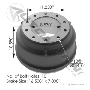 BRAKE DRUM 16.5in X 7in