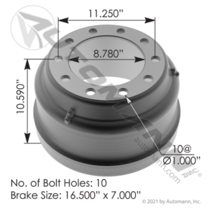 BRAKE DRUM 16.5in X 7in