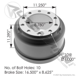 BRAKE DRUM 16.5in X 8.625in